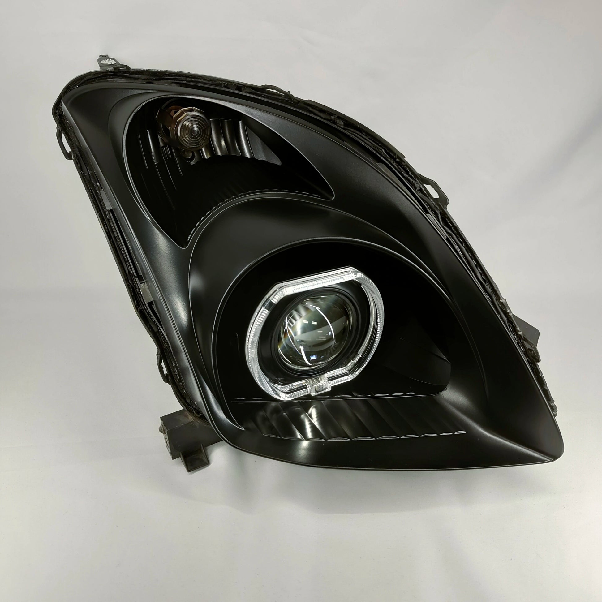 Close up black headlight