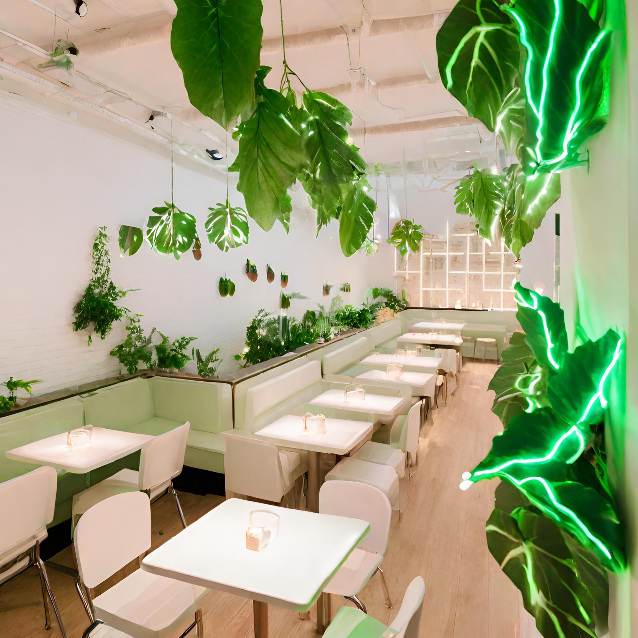 Restaurant with LED leaves