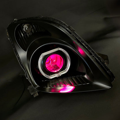 Close-Up Swift headlight with a pink light